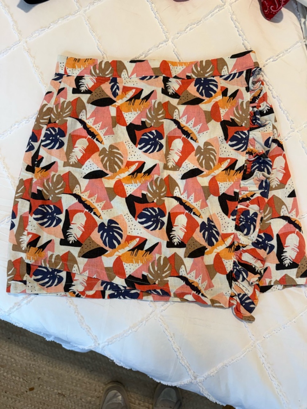 Sadie & Sage Chichi Printed Ruffle Wrap Mini Skirt
